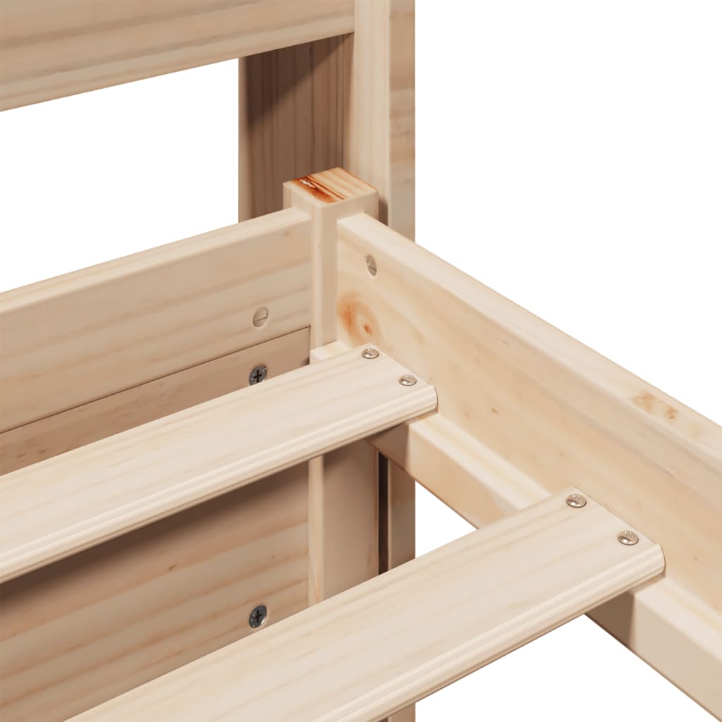 Giroletto con Testiera 200x200 cm in Legno Massello di Pino - homemem39