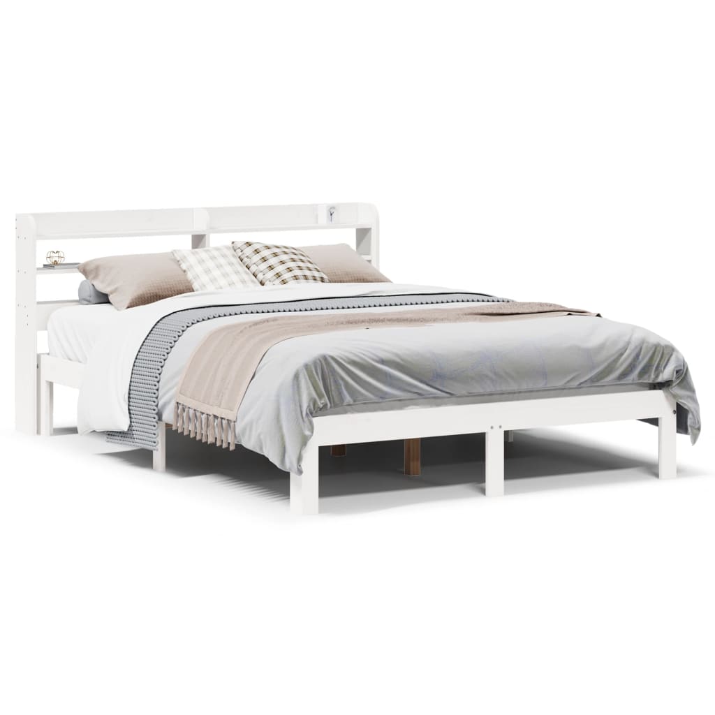 Giroletto con Testiera Bianco 120x190 cm Legno Massello di Pino | homemem39