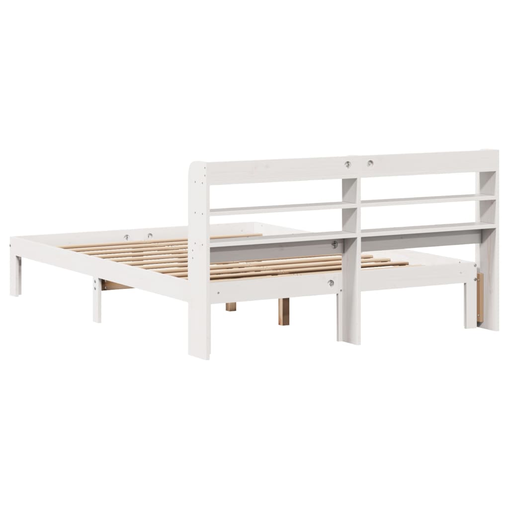 Giroletto con Testiera Bianco 120x190 cm Legno Massello di Pino | homemem39