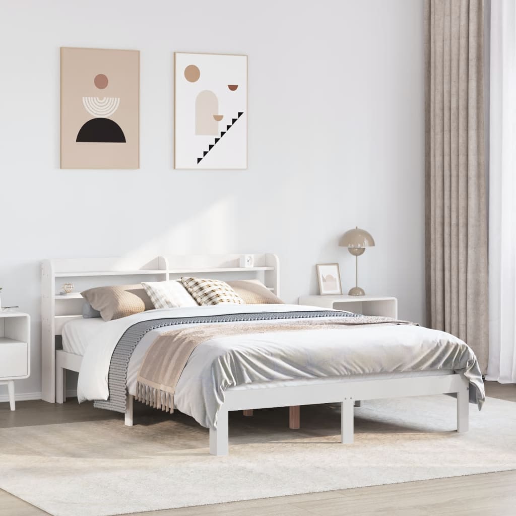 Giroletto con Testiera Bianco 120x190 cm Legno Massello di Pino | homemem39