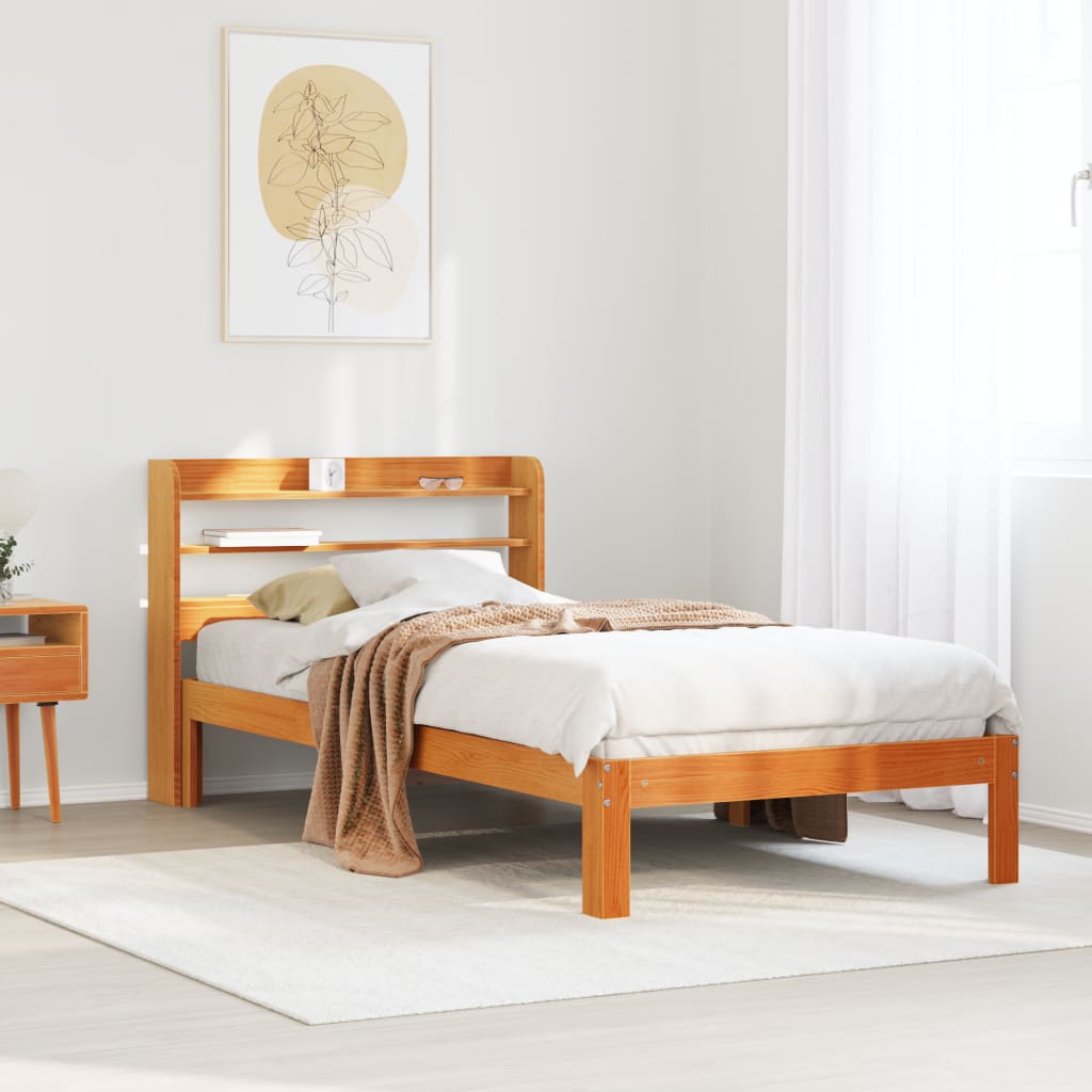 Letto senza Materasso Marrone Cera 75x190 cm in Legno di Pino - homemem39