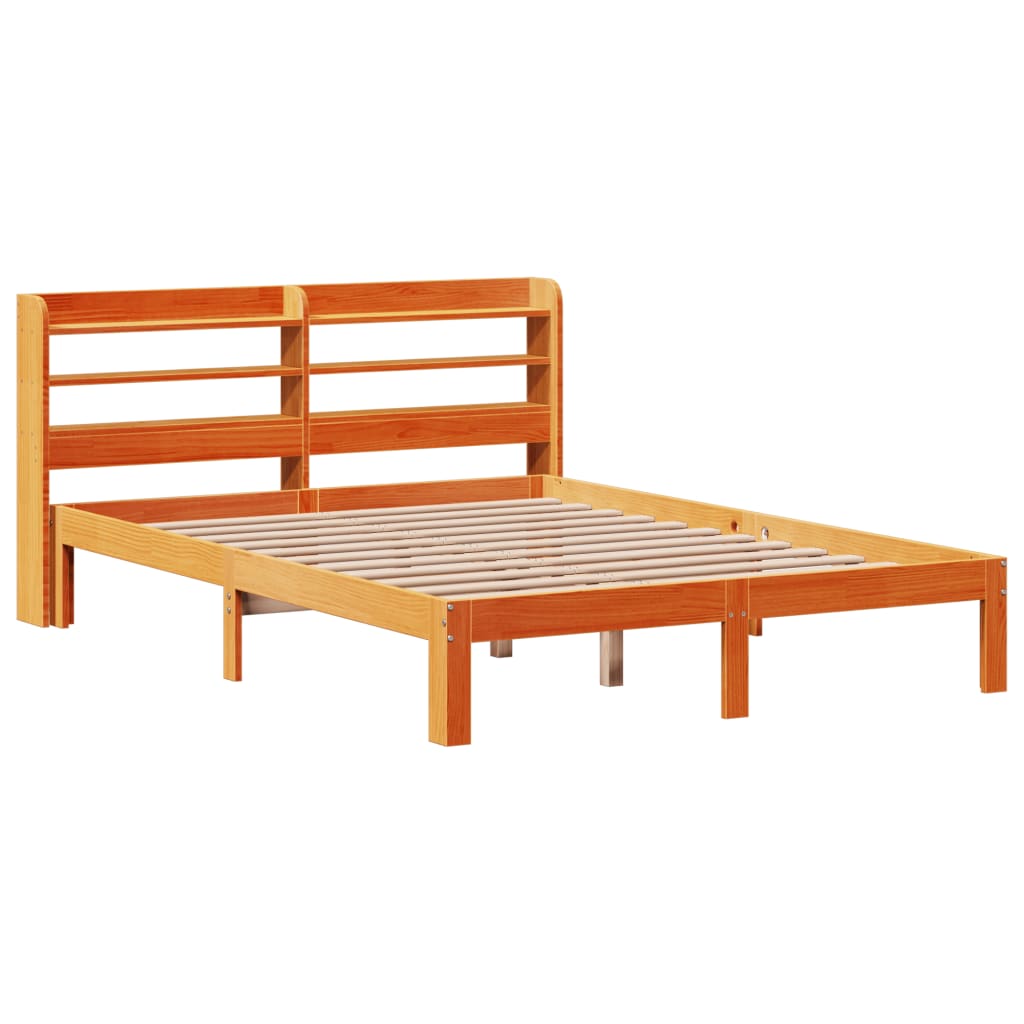 Letto senza Materasso Marrone Cera 135x190 cm in Legno di Pino | homemem39