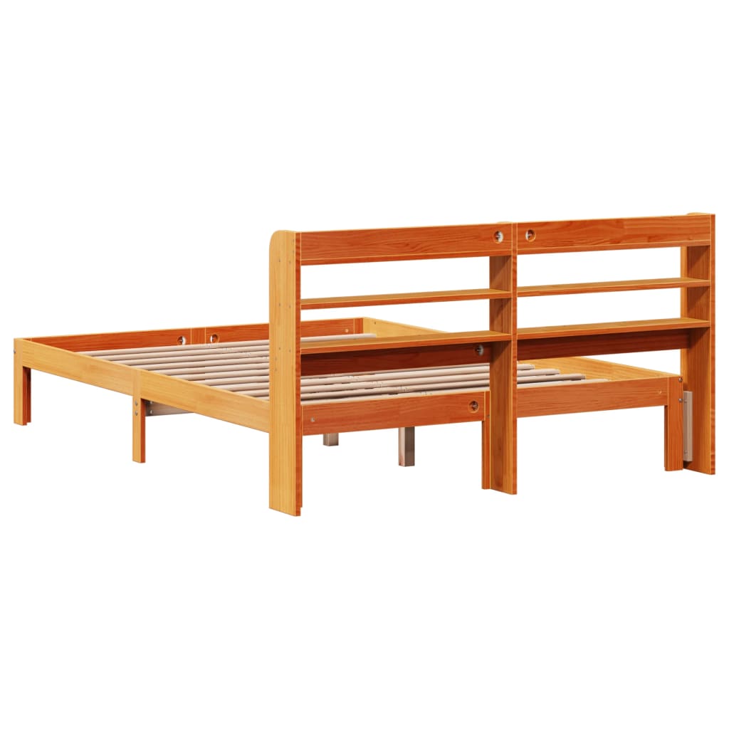 Letto senza Materasso Marrone Cera 135x190 cm in Legno di Pino | homemem39