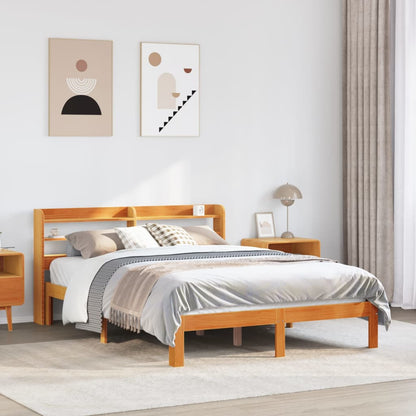 Letto senza Materasso Marrone Cera 135x190 cm in Legno di Pino | homemem39