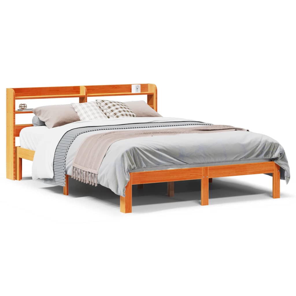 Letto senza Materasso Marrone Cera 140x190 cm in Legno di Pino - homemem39