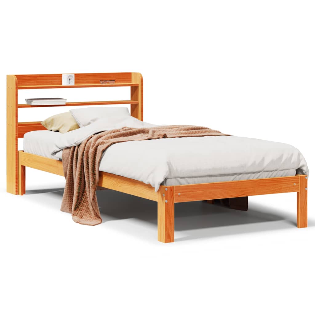 Letto senza Materasso Marrone Cera 100x200 cm in Legno di Pino | homemem39