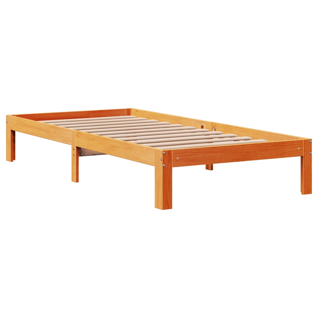 Letto senza Materasso Marrone Cera 100x200 cm in Legno di Pino | homemem39