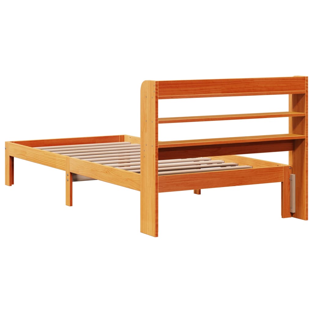 Letto senza Materasso Marrone Cera 100x200 cm in Legno di Pino | homemem39