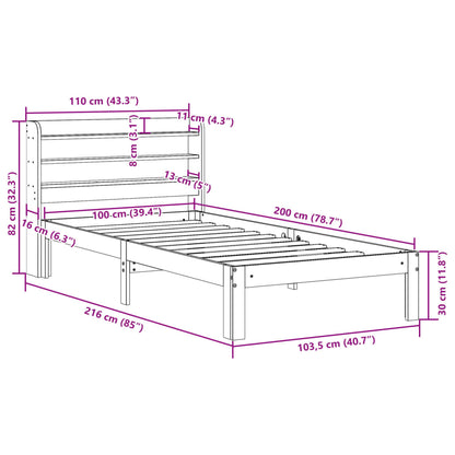 Letto senza Materasso Marrone Cera 100x200 cm in Legno di Pino | homemem39
