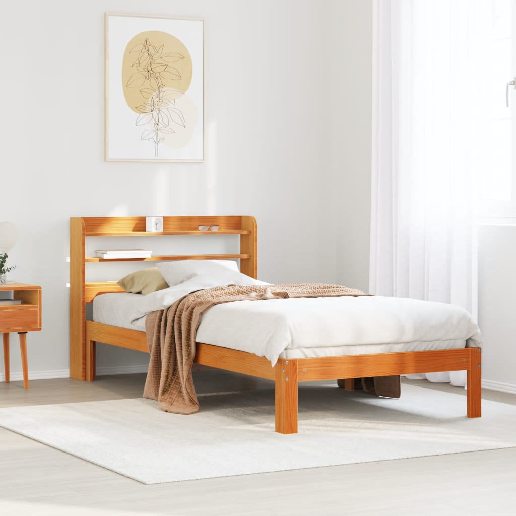 Letto senza Materasso Marrone Cera 100x200 cm in Legno di Pino | homemem39