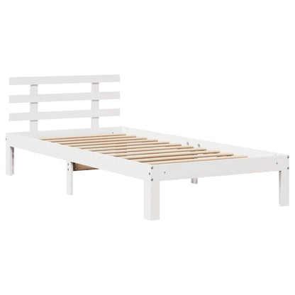 Giroletto con Testiera Bianco 75x190 cm Legno Massello di Pino | homemem39