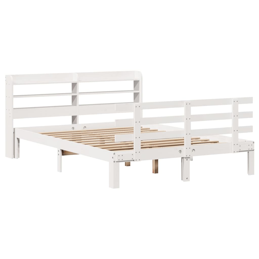 Giroletto con Testiera Bianco 150x200 cm Legno Massello di Pino | homemem39