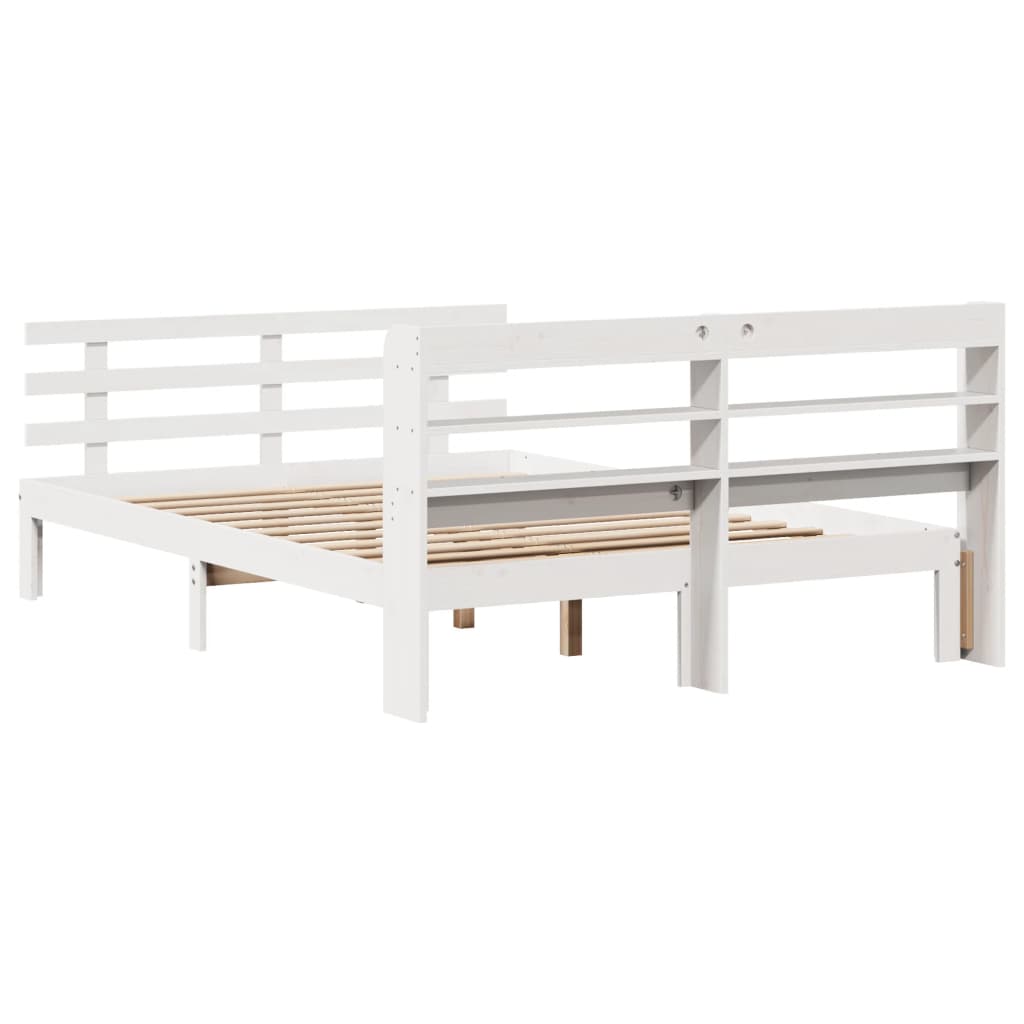 Giroletto con Testiera Bianco 150x200 cm Legno Massello di Pino | homemem39