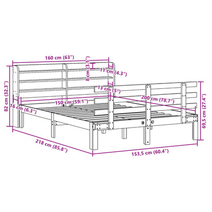 Giroletto con Testiera Bianco 150x200 cm Legno Massello di Pino | homemem39