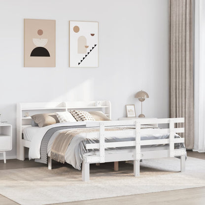 Giroletto con Testiera Bianco 150x200 cm Legno Massello di Pino | homemem39