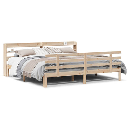 Giroletto con Testiera 200x200 cm in Legno Massello di Pino - homemem39