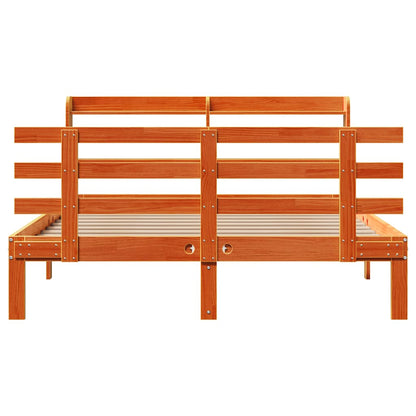 Giroletto con Testiera Marrone Cera 150x200 cm Massello Pino | homemem39
