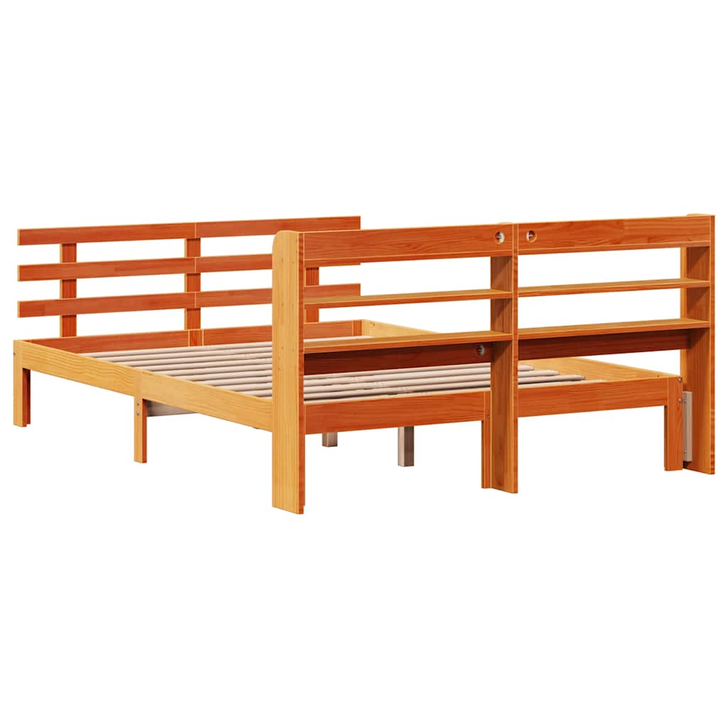 Giroletto con Testiera Marrone Cera 150x200 cm Massello Pino | homemem39