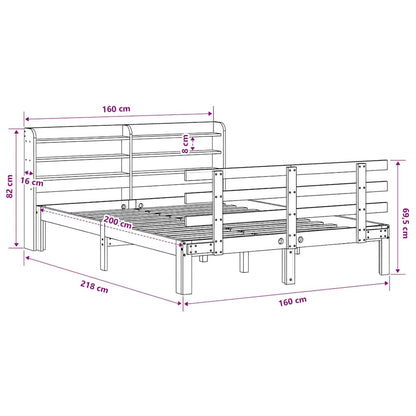 Giroletto con Testiera Marrone Cera 150x200 cm Massello Pino | homemem39