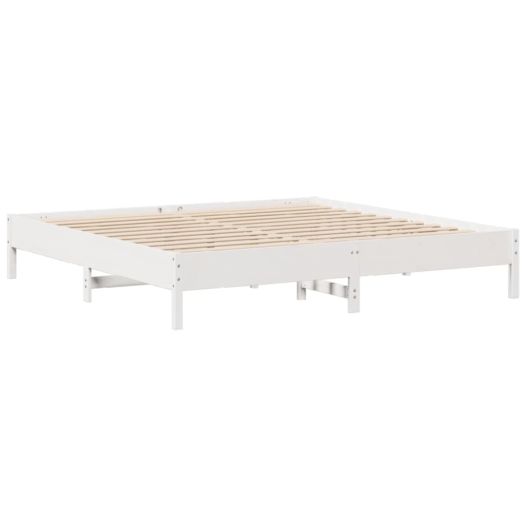 Giroletto senza Materasso Bianco 200x200 cm Legno Massello Pino - homemem39