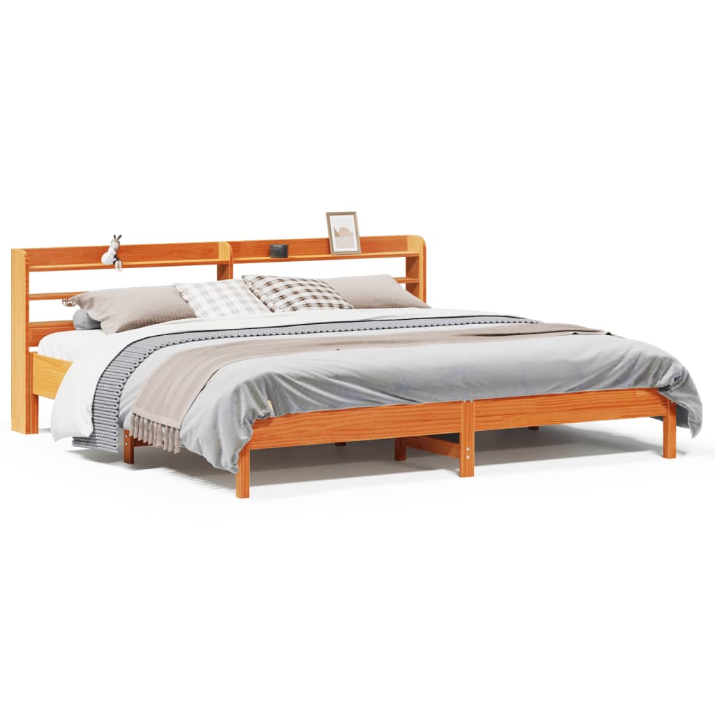 Letto senza Materasso Marrone Cera 200x200 cm in Legno di Pino | homemem39