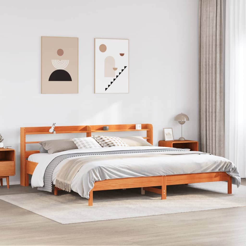 Letto senza Materasso Marrone Cera 200x200 cm in Legno di Pino | homemem39