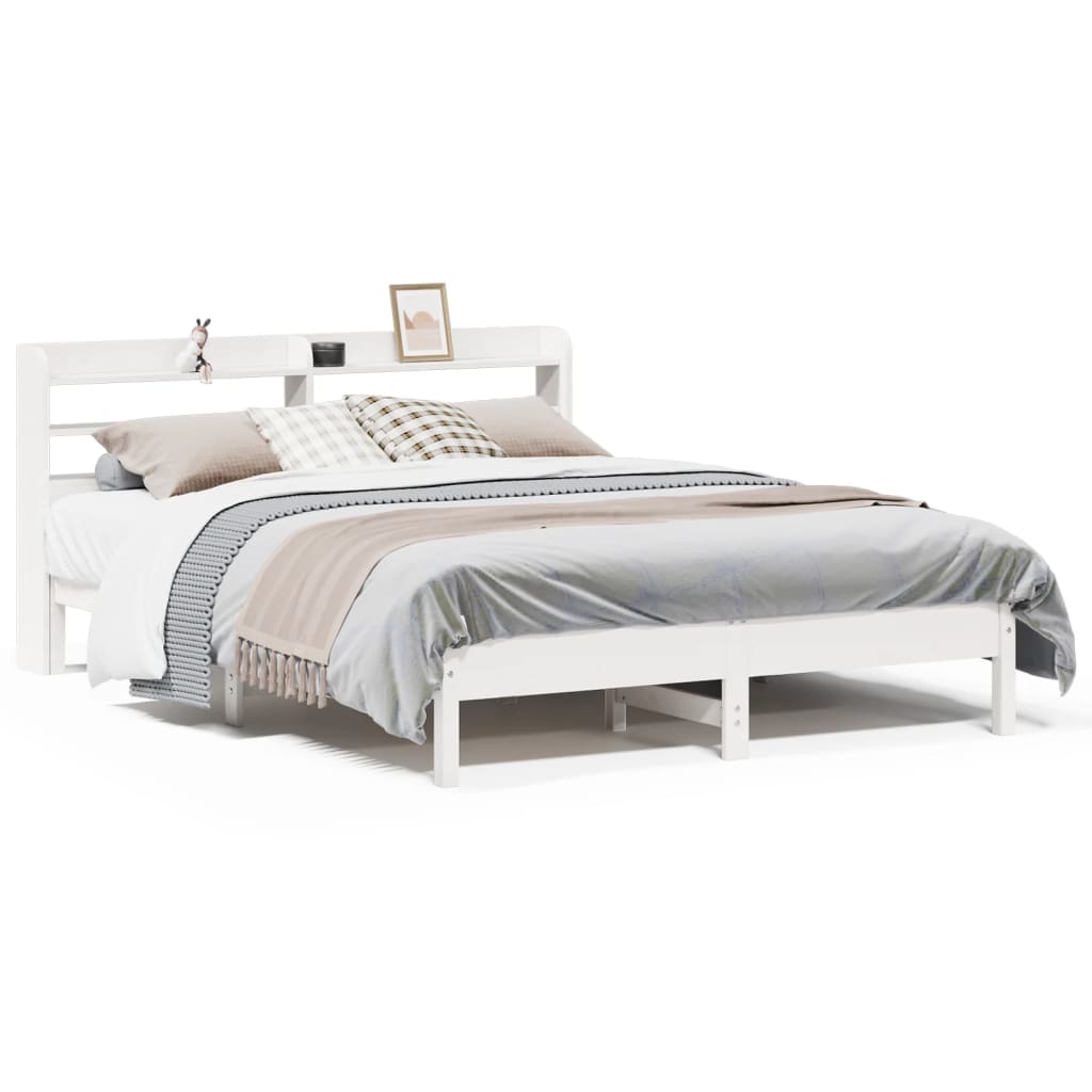 Letto senza Materasso Bianco 160x200 cm Legno Massello di Pino | homemem39