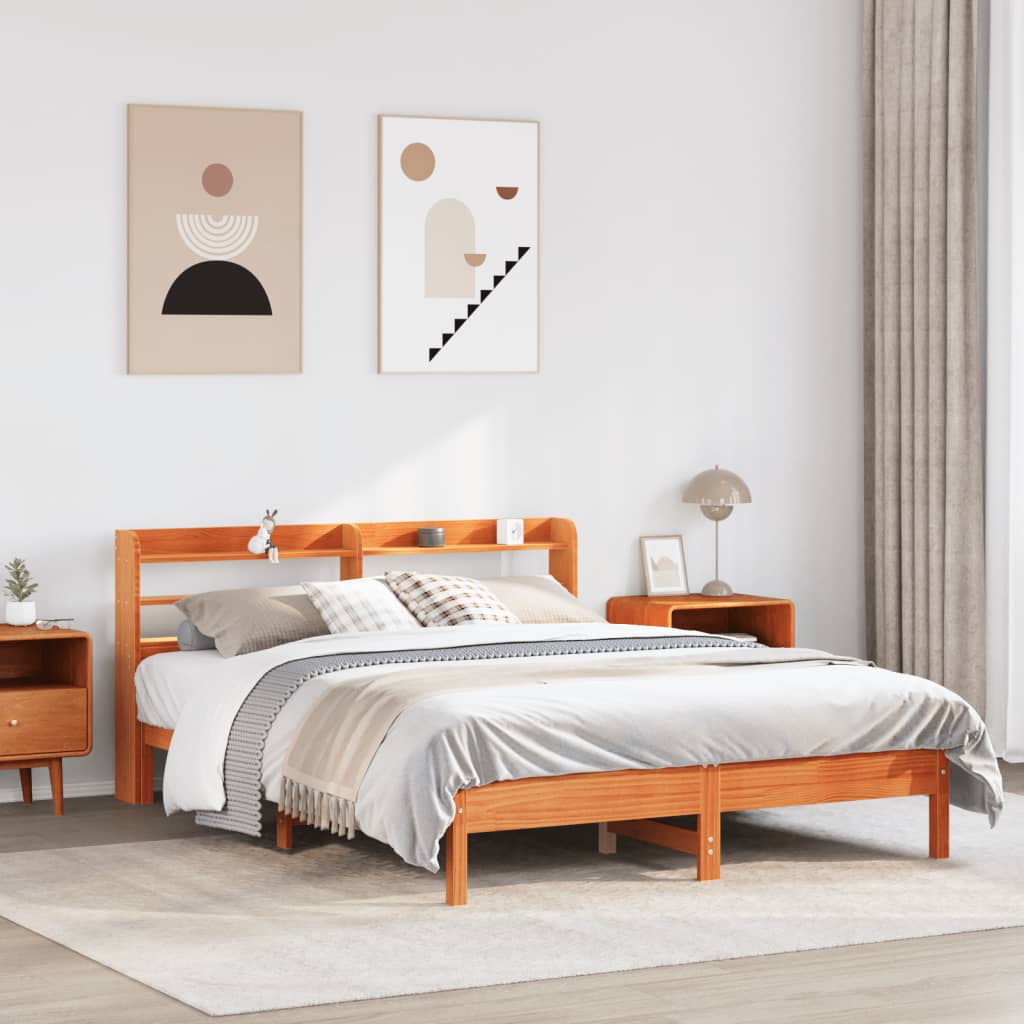 Letto senza Materasso Marrone Cera 160x200 cm in Legno di Pino | homemem39