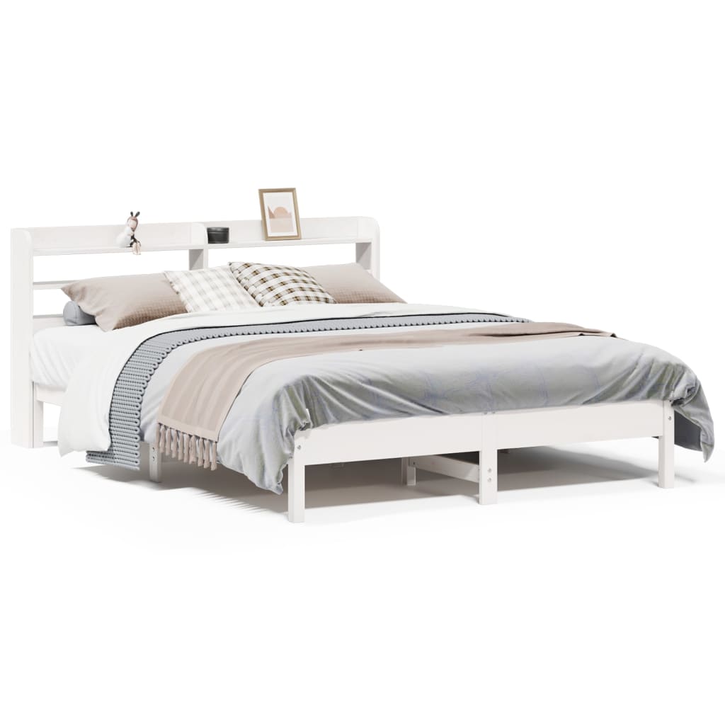 Letto senza Materasso Bianco 150x200 cm Legno Massello di Pino | homemem39