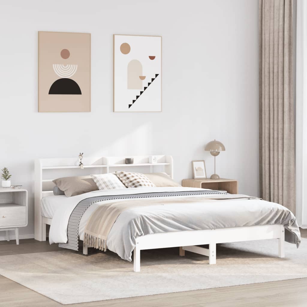 Letto senza Materasso Bianco 150x200 cm Legno Massello di Pino | homemem39