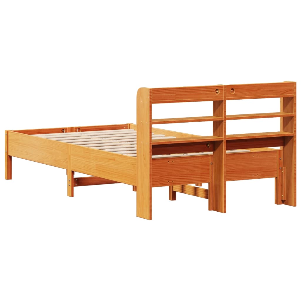 Letto senza Materasso Marrone Cera 120x200 cm in Legno di Pino | homemem39