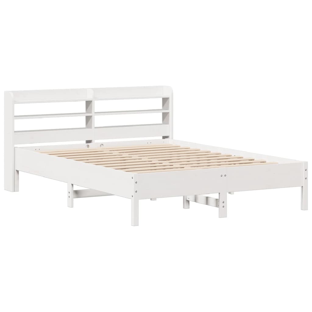 Letto senza Materasso Bianco 140x190 cm Legno Massello di Pino - homemem39