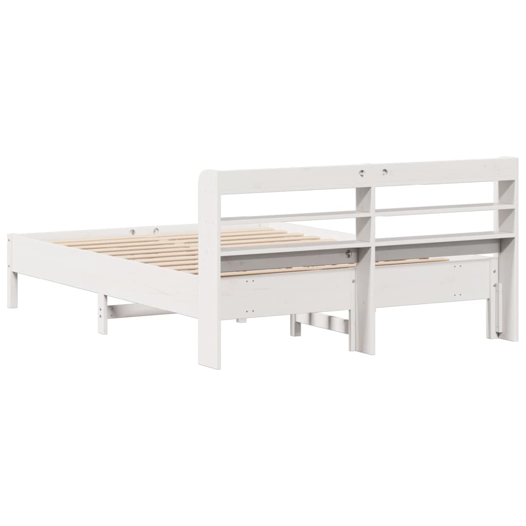 Letto senza Materasso Bianco 140x190 cm Legno Massello di Pino - homemem39