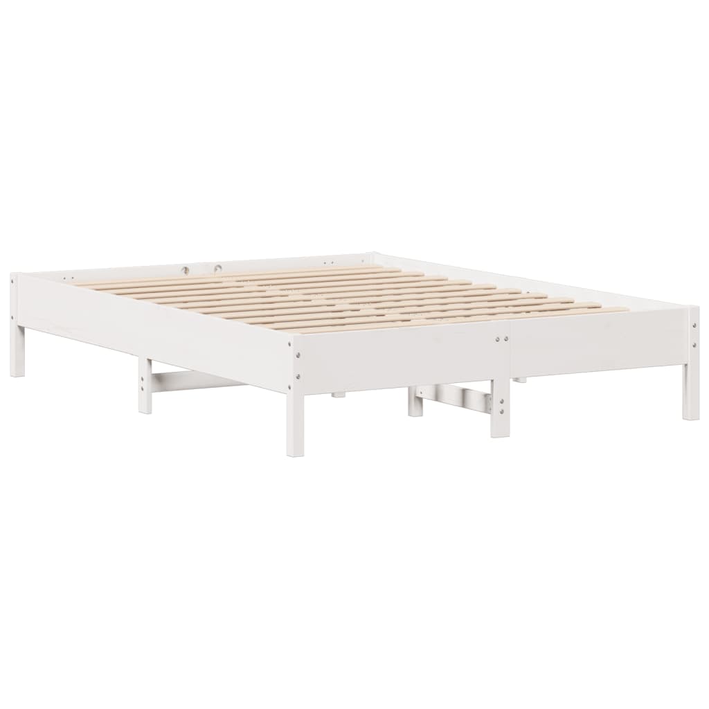 Letto senza Materasso Bianco 140x190 cm Legno Massello di Pino - homemem39