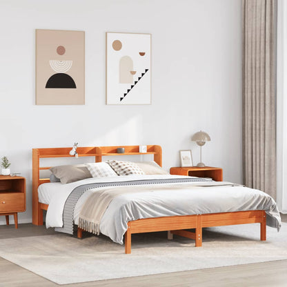 Letto senza Materasso Marrone Cera 140x190 cm in Legno di Pino - homemem39