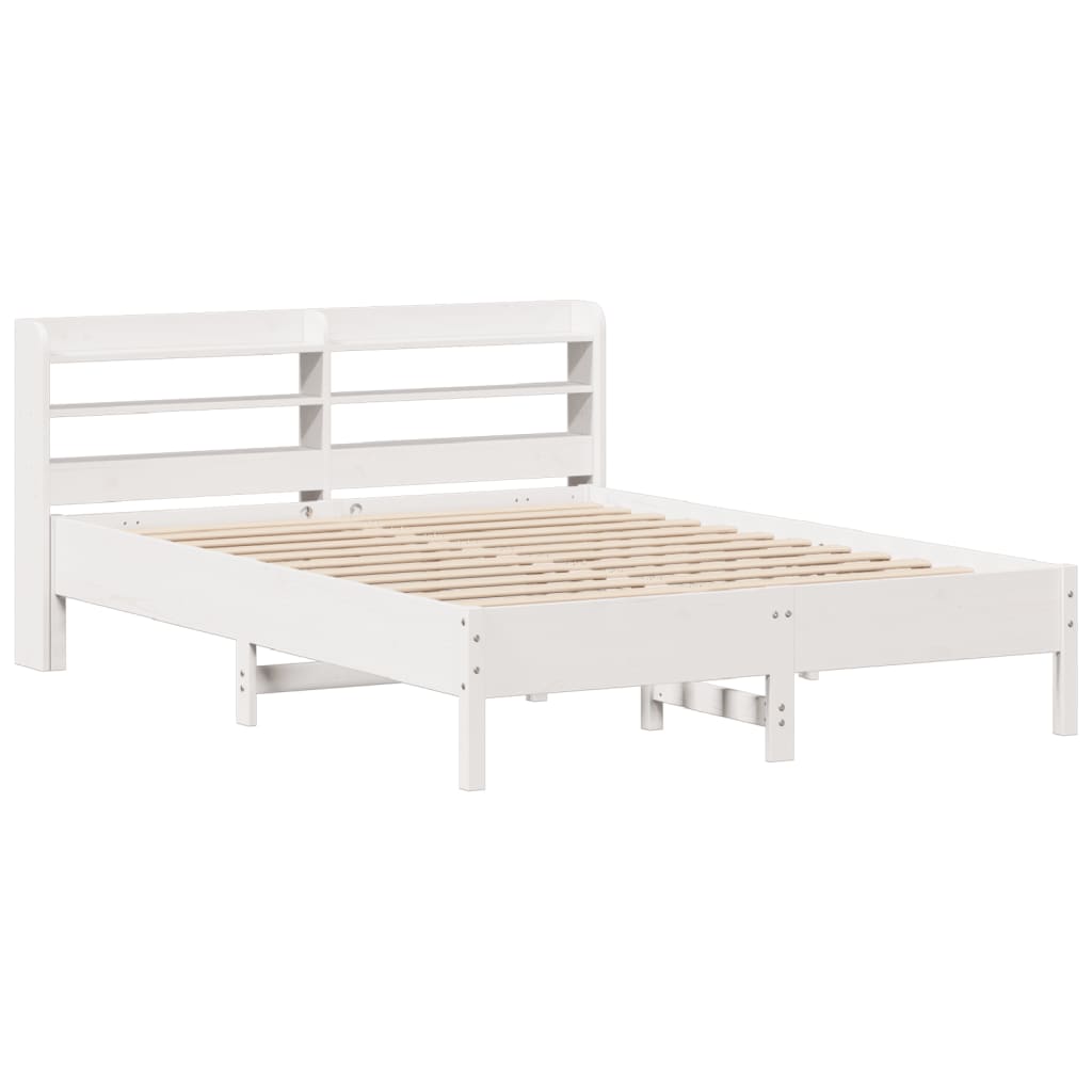 Letto senza Materasso Bianco 135x190 cm Legno Massello di Pino - homemem39