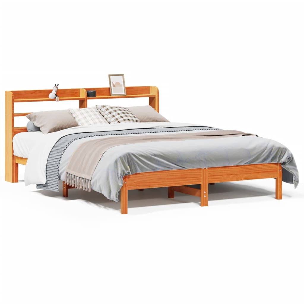 Letto senza Materasso Marrone Cera 135x190 cm in Legno di Pino | homemem39