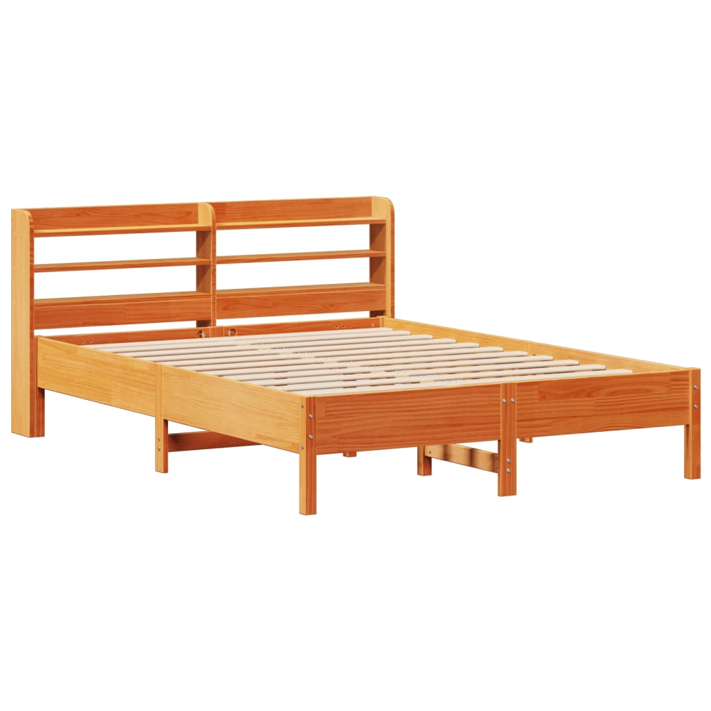 Letto senza Materasso Marrone Cera 135x190 cm in Legno di Pino | homemem39