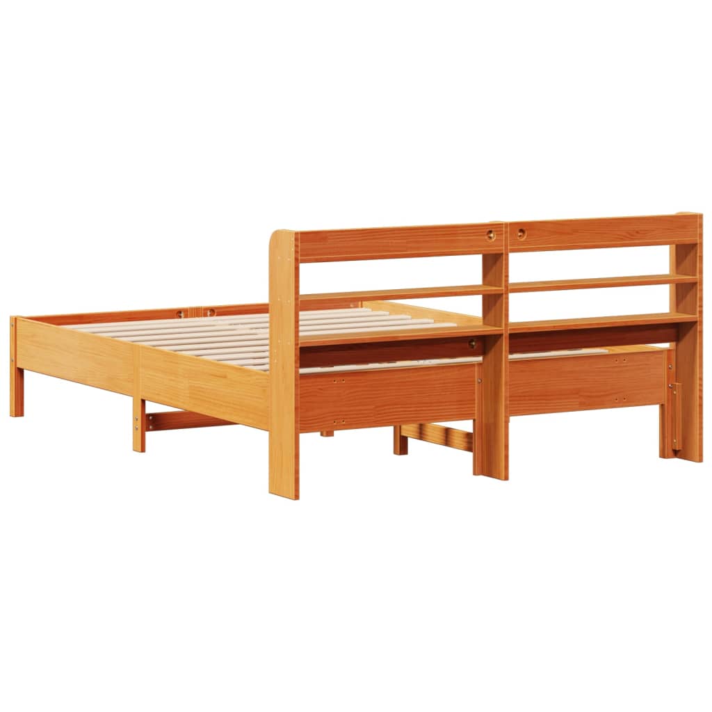 Letto senza Materasso Marrone Cera 135x190 cm in Legno di Pino | homemem39