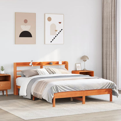 Letto senza Materasso Marrone Cera 135x190 cm in Legno di Pino | homemem39