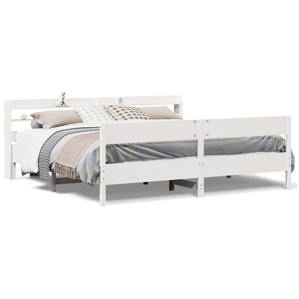 Giroletto senza Materasso Bianco 200x200 cm Legno Massello Pino | homemem39