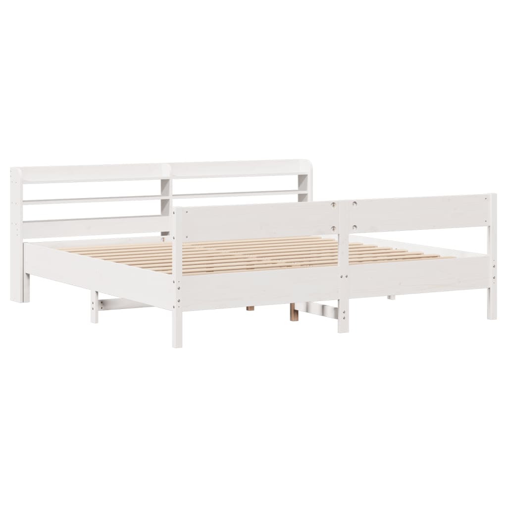 Giroletto senza Materasso Bianco 200x200 cm Legno Massello Pino | homemem39