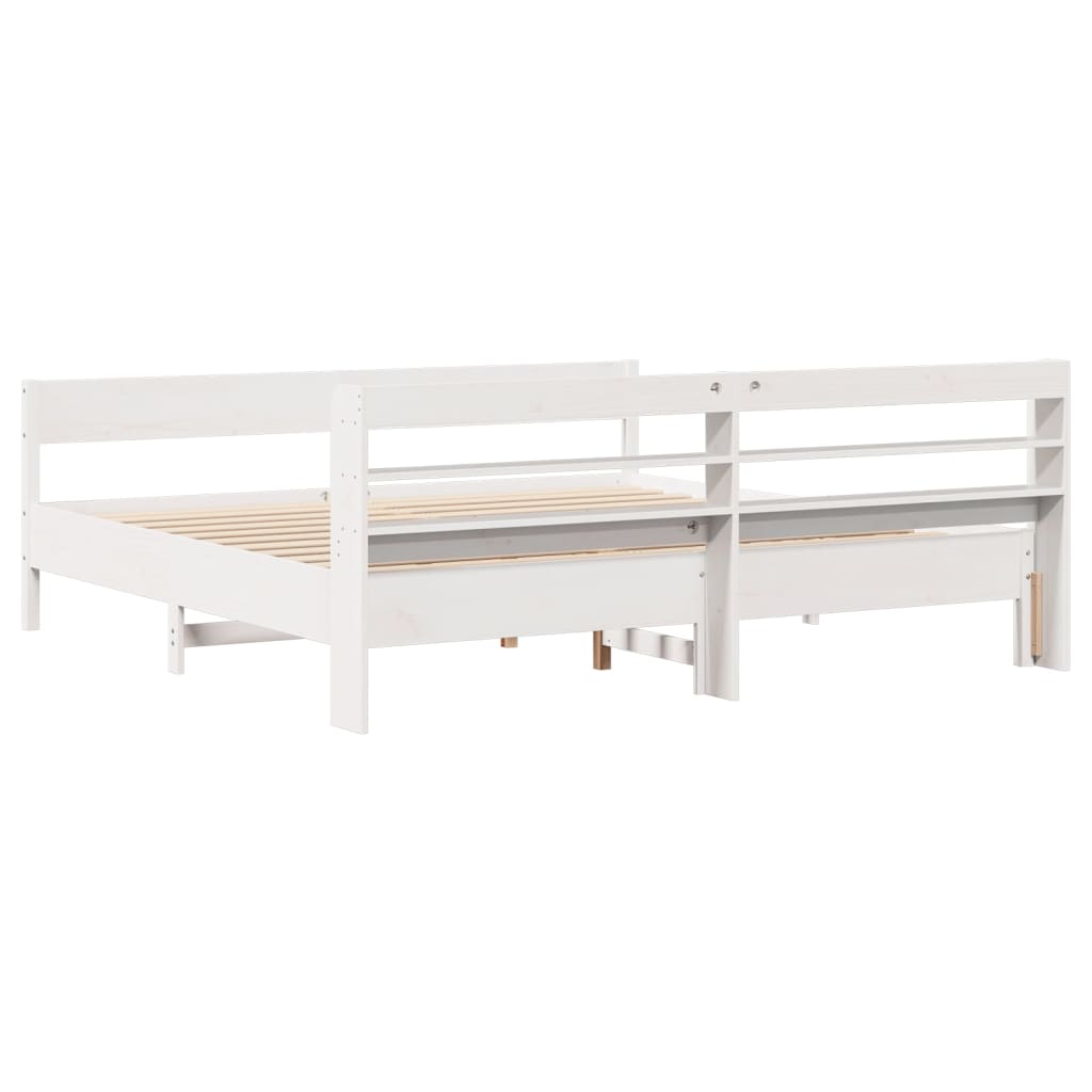 Giroletto senza Materasso Bianco 200x200 cm Legno Massello Pino | homemem39