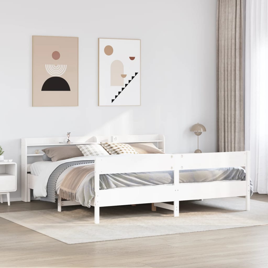 Giroletto senza Materasso Bianco 200x200 cm Legno Massello Pino | homemem39