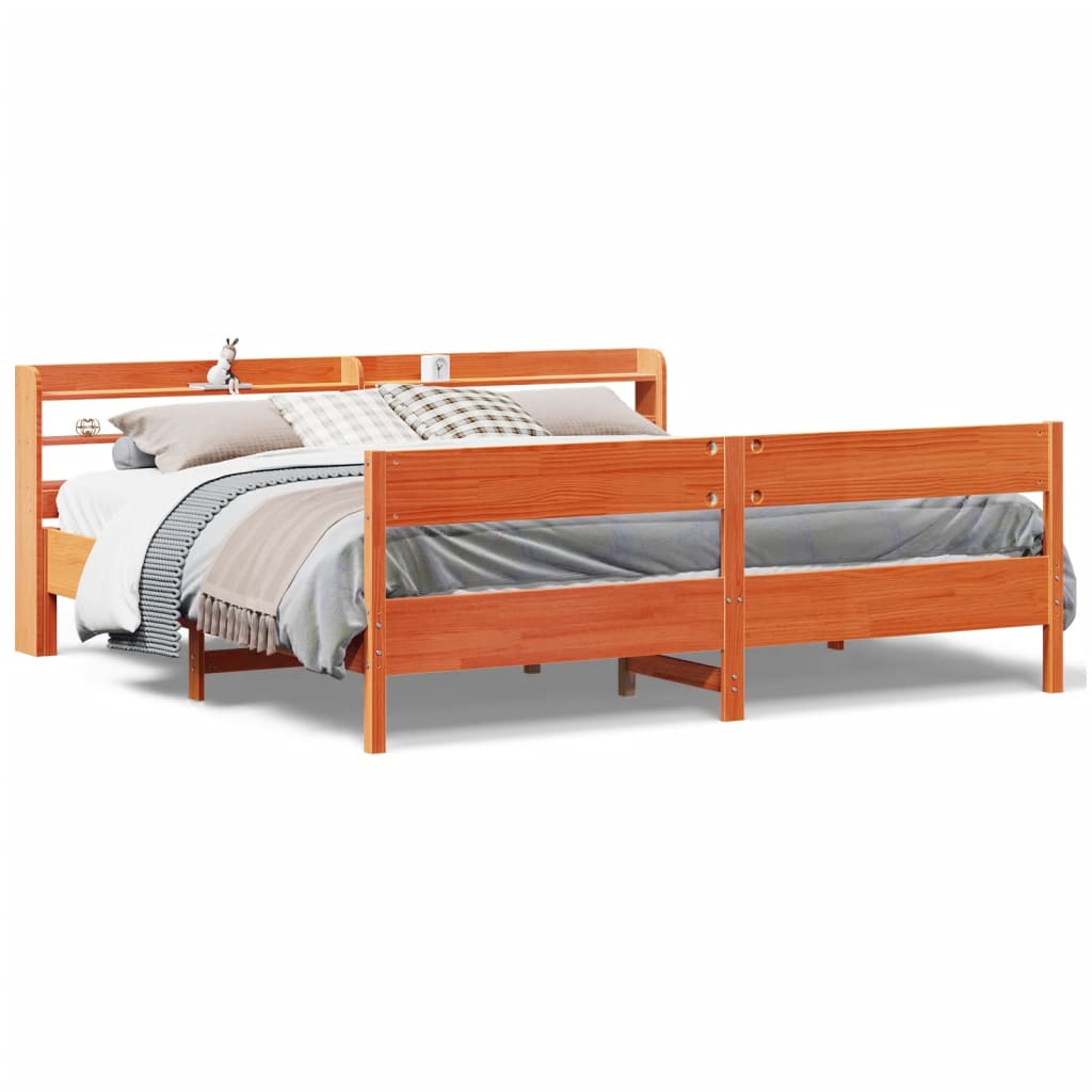 Letto senza Materasso Marrone Cera 200x200 cm in Legno di Pino | homemem39