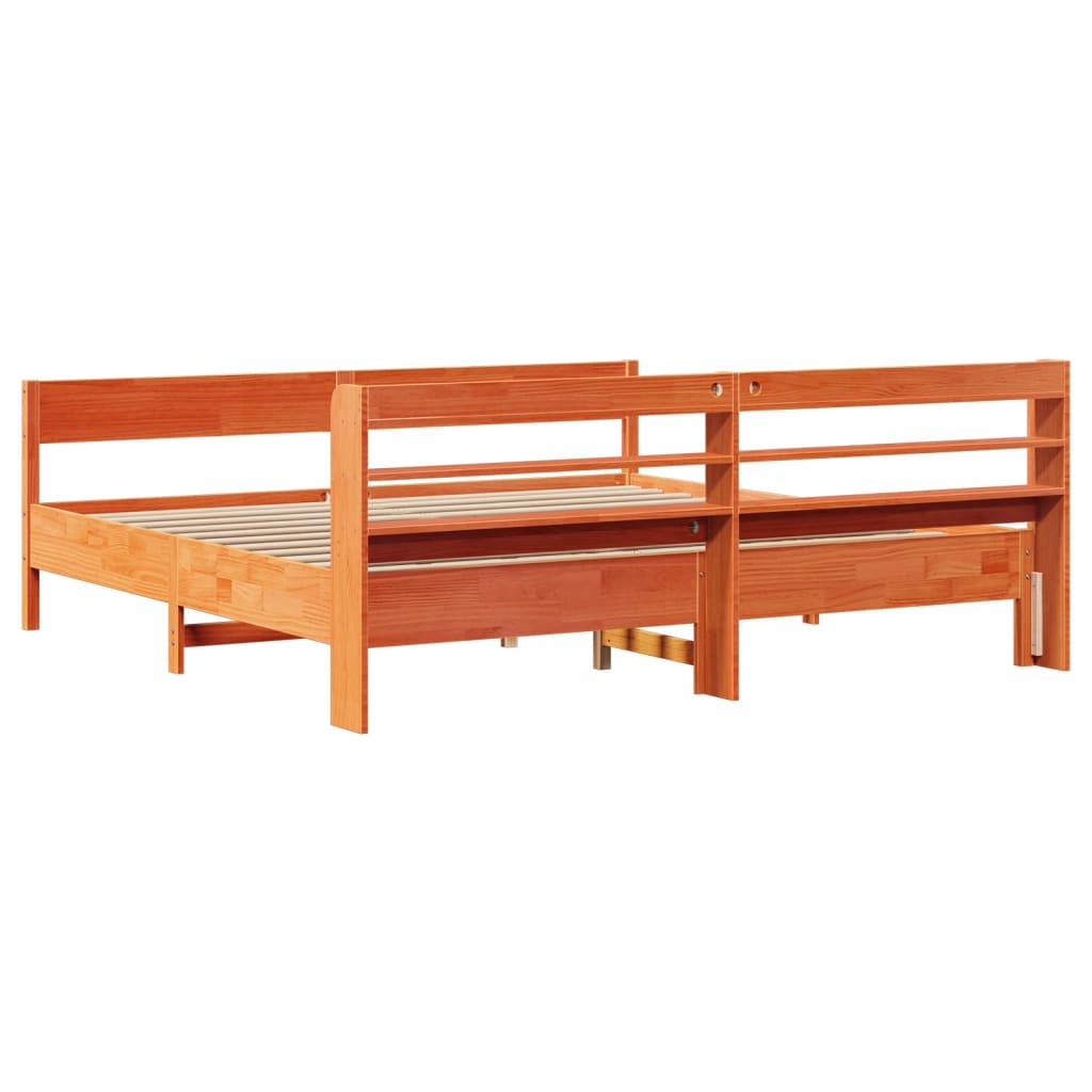 Letto senza Materasso Marrone Cera 200x200 cm in Legno di Pino | homemem39