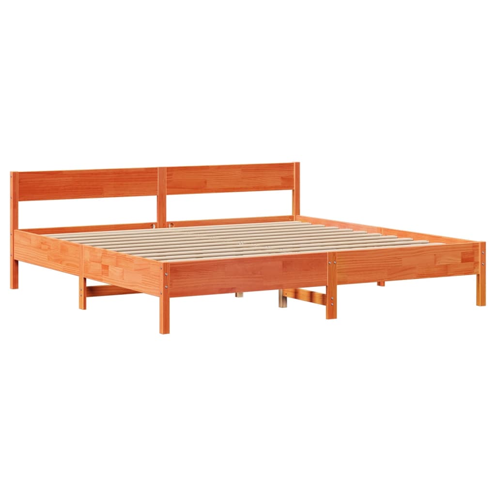 Letto senza Materasso Marrone Cera 200x200 cm in Legno di Pino | homemem39