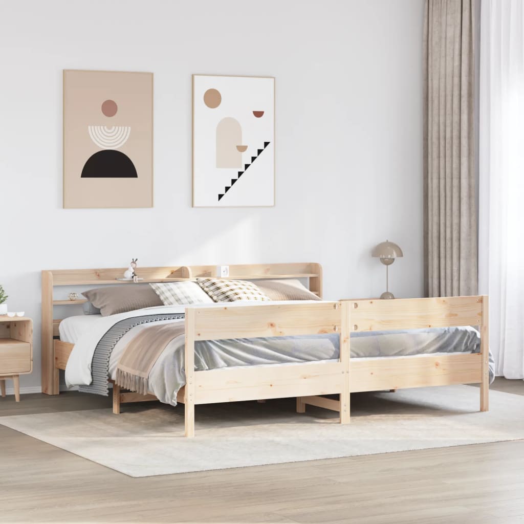 Letto senza Materasso 180x200 cm in Legno Massello di Pino - homemem39