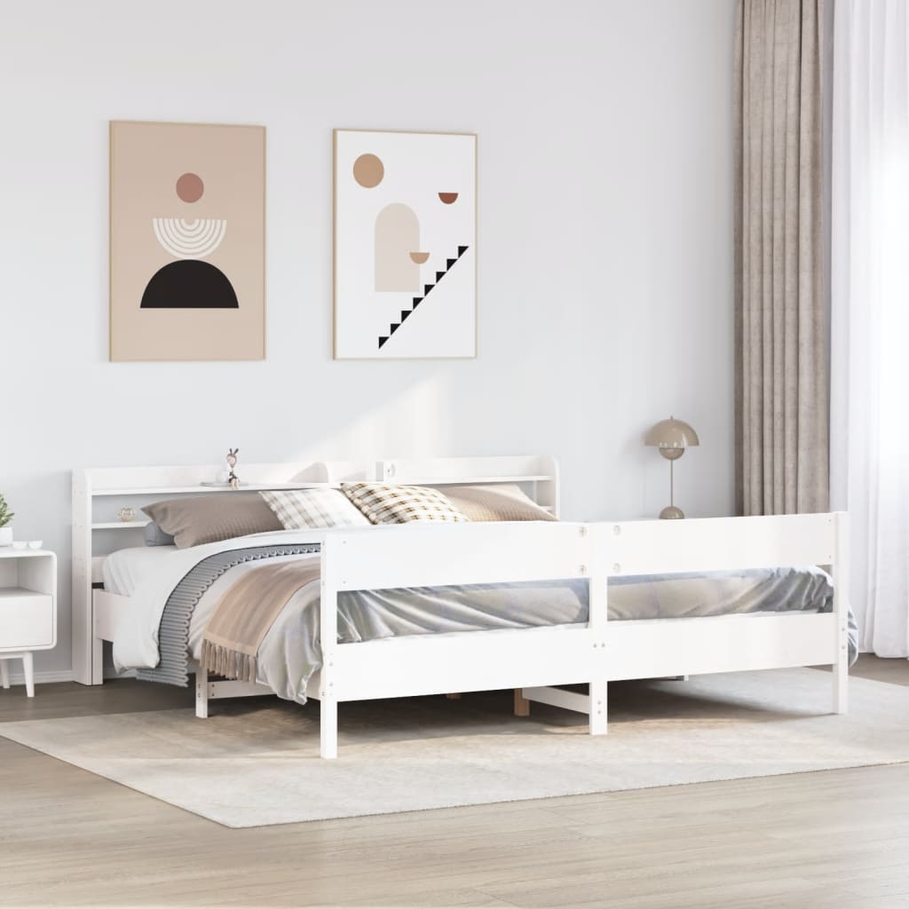Letto senza Materasso Bianco 180x200 cm Legno Massello di Pino - homemem39