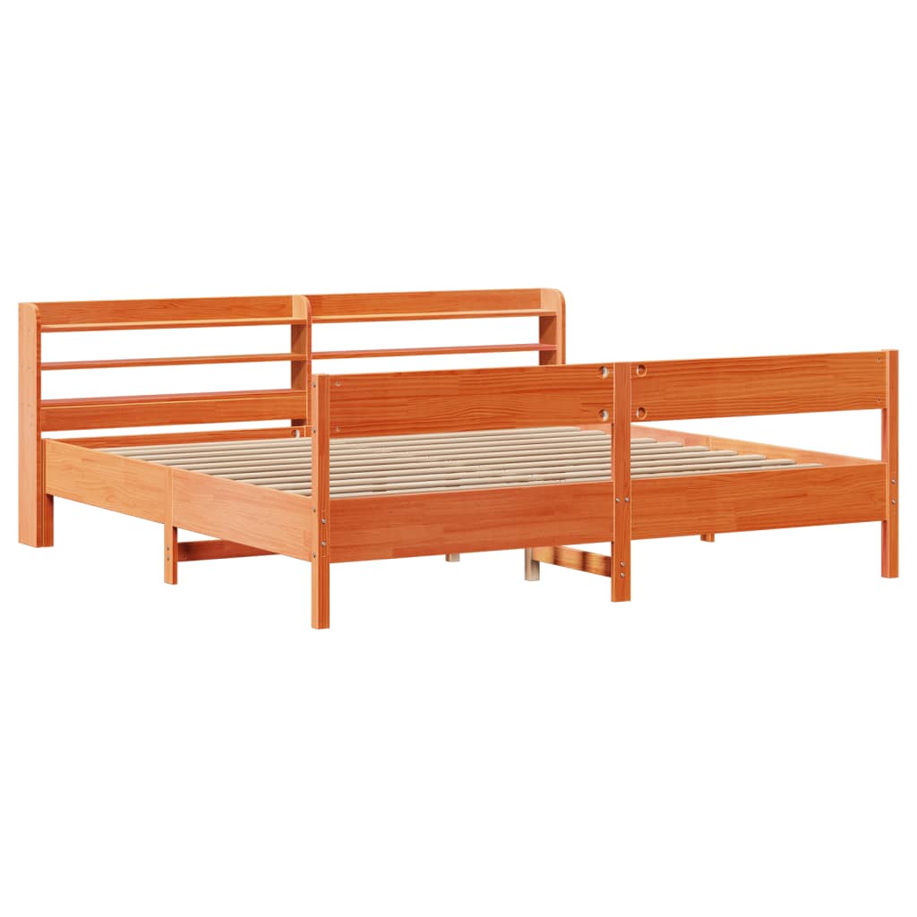 Letto senza Materasso Marrone Cera 180x200 cm in Legno di Pino - homemem39